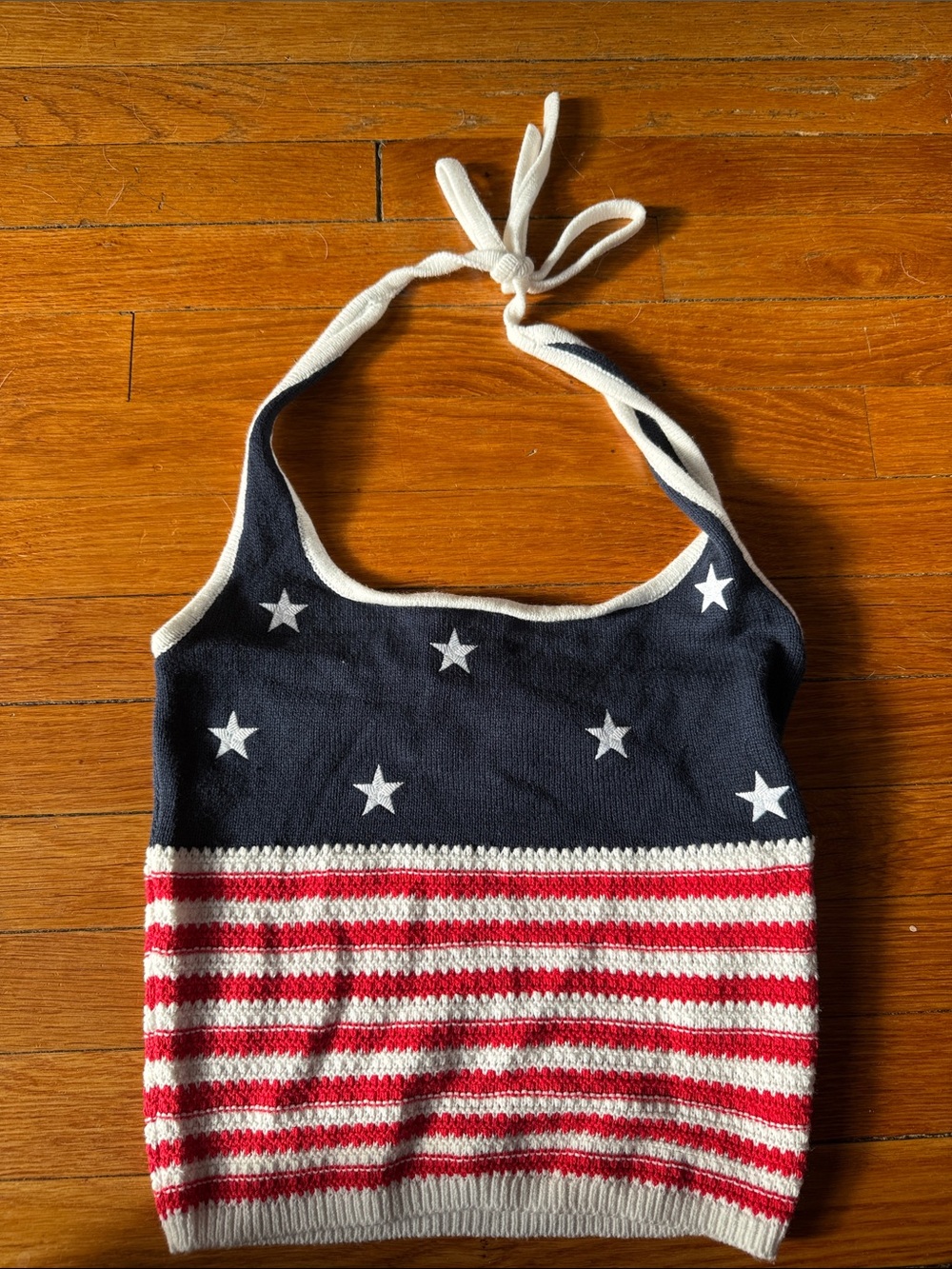 Hollister Red White and Navy Star Stripe Halter Tank Top